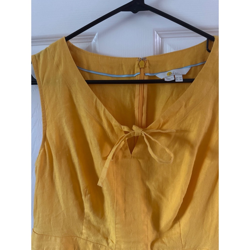 Boden Rae Yellow Linen Blend A-Line Midi Dress Size‎ 12P - Picture 5 of 10